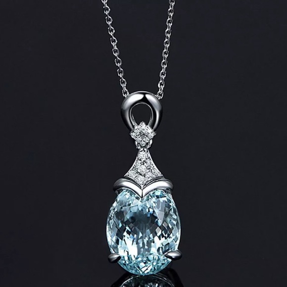 Huitan Jewelry - New Light blue natural stone necklace pendant